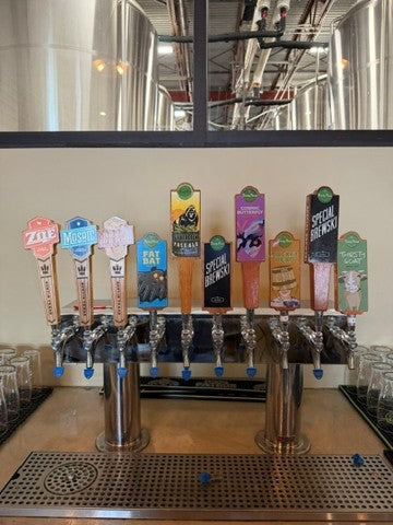 Tap wall at the Thirsty Planet tasting room